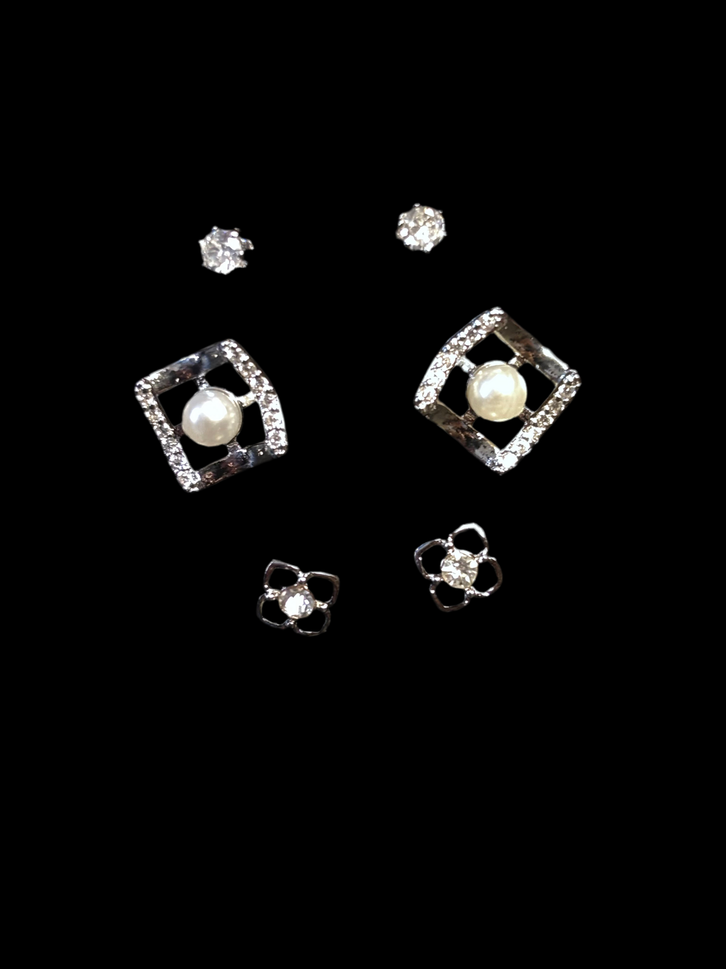 Pearl & Geometric Earring Set – Pack of 3
