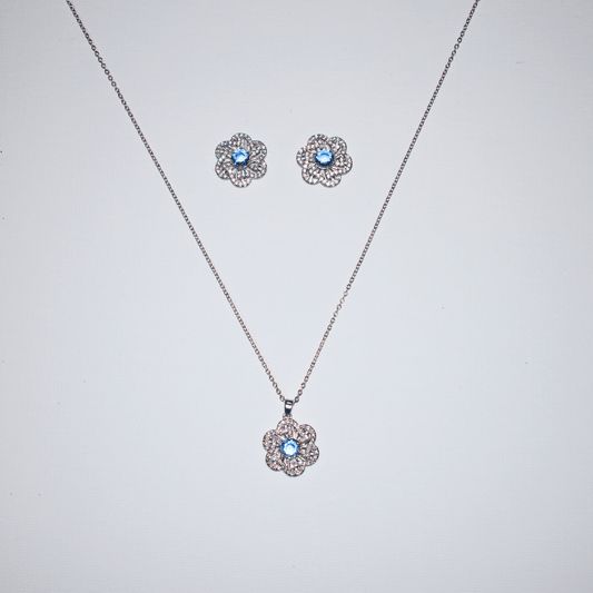 Blue Blossom Necklace Set