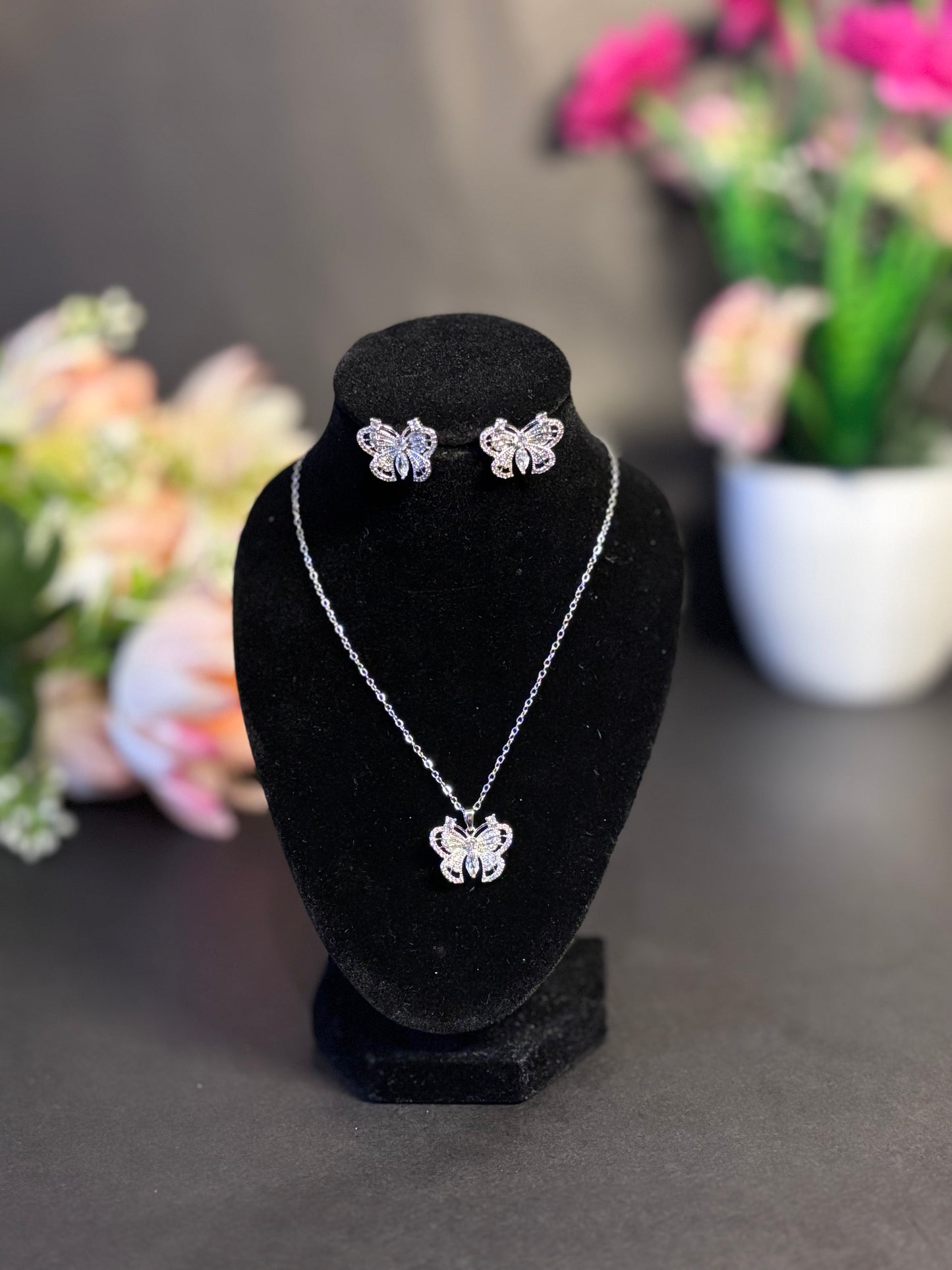 Butterfly Charm Necklace Set
