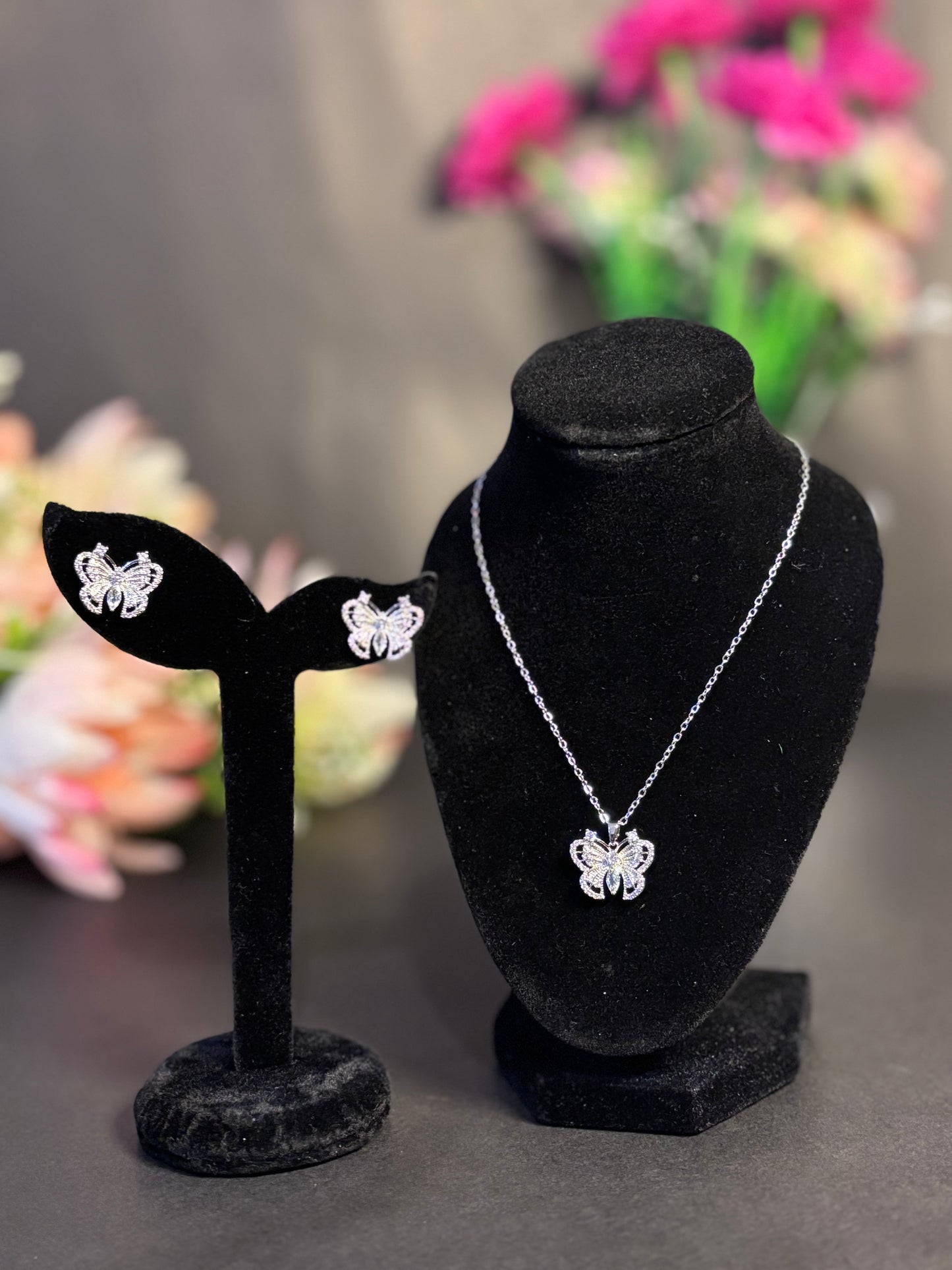 Butterfly Charm Necklace Set